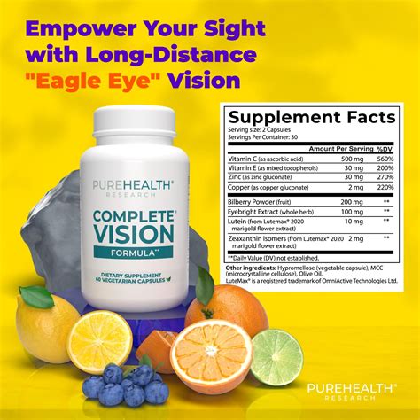 PureHealth Research Complete Vision Formula Natural Eye Vitamins With