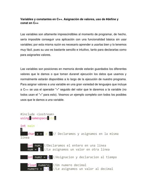 Variables Y Constantes En C Pdf