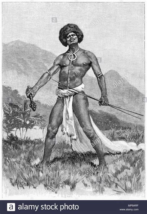 Engraving Of An Armed Fijian Mountain Chief From The Picturesque Atlas