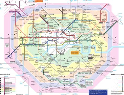 Tube DLR Trams and Train Travel Card Zones Map