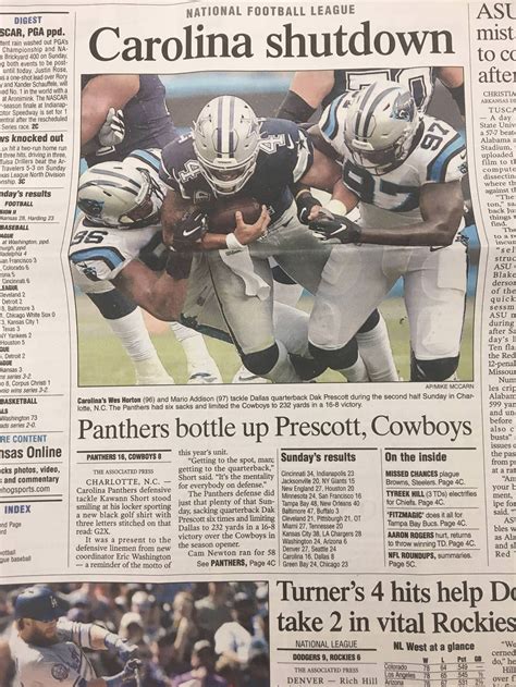 Front Page of Arkansas Democrat Gazette : r/panthers