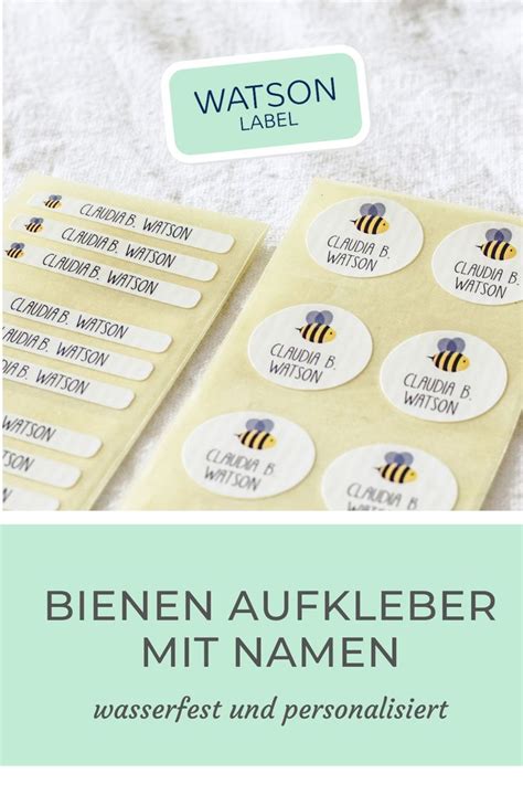 Wasserfeste Namens Aufkleber Mit Biene X Mm Stifte Etsy De