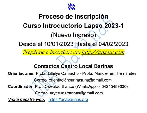 Inscripciones Para Curso Introductorio Lapso 2023 1 Universidad