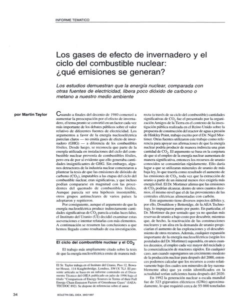 Los Gases De Efecto De Invernadero Y El Ciclo Del Combustible Nuclear