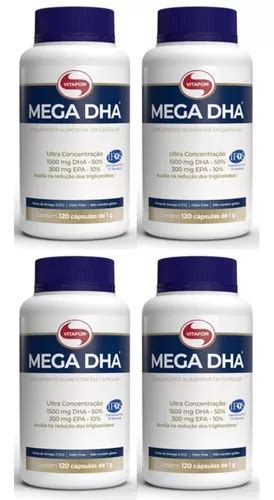 Kit 4un Vitafor Mega Dha Omega 3 Pote De 120 Cáps 1500mg Parcelamento