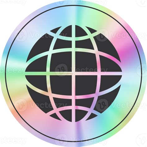 Y2k Holographic Globe Sticker 36902582 Png