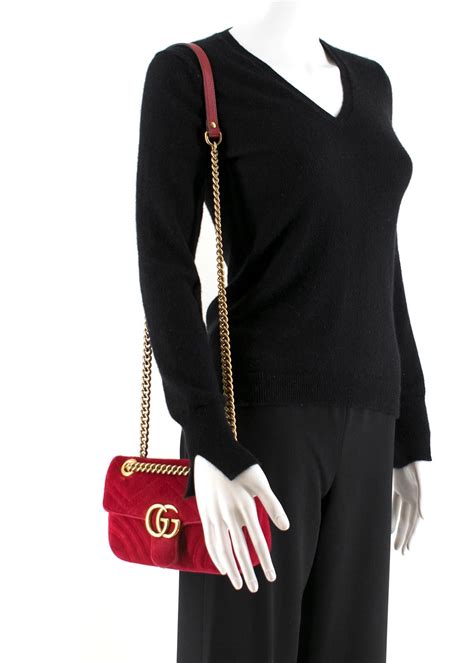 Gucci Red Gg Marmont Mini Velvet Bag At 1stdibs Gucci Red Velvet Bag