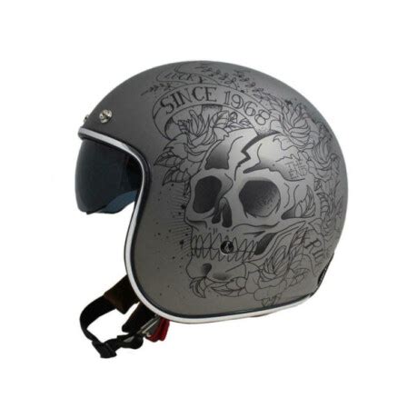 Casco Mt Le Mans Sv Skull Roses Gris Bike Up