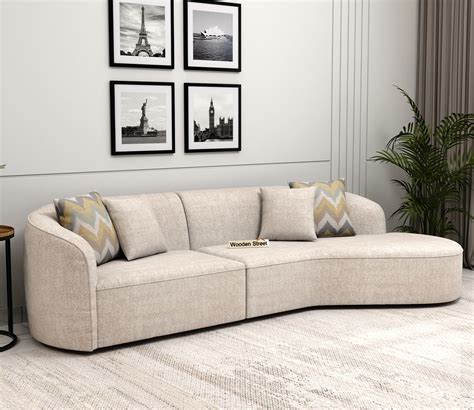 Buy Aspire Seater Modern Curved Fabric Sofa Cotton Jade Ivory At