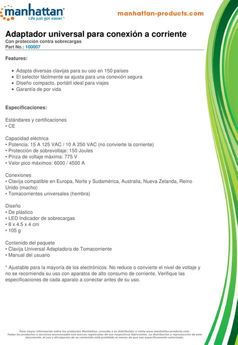 Datasheet Spanish