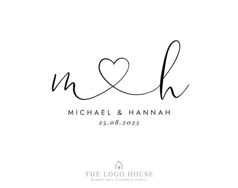 Wedding Logo Design Wedding Logo With Heart and Date Modern - Etsy