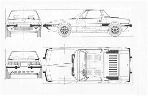 Fiat X1/9 Blueprint - Download free blueprint for 3D modeling