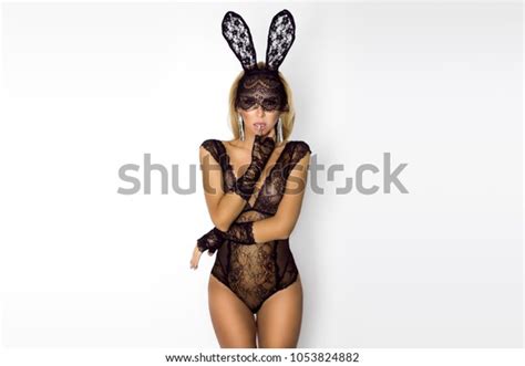 Sexy Blonde Girl Lace Bunny Ears Stock Photo 1053824882 Shutterstock