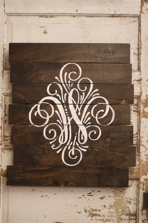 Monogram Initial Pallet Style Wood Sign W 062 Back40life Etsy