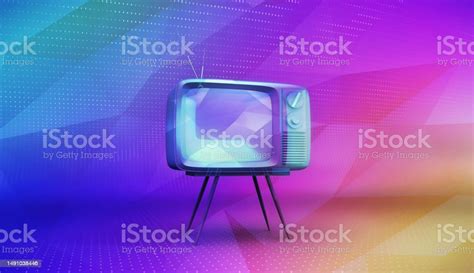 Vintage Tv Set In A Colorful Modern Aesthetic Background Stock Photo ...