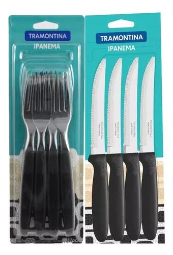 Set Cubiertos X24 Cuchillo Tenedor Tramontina Ipanema Negro Envío gratis