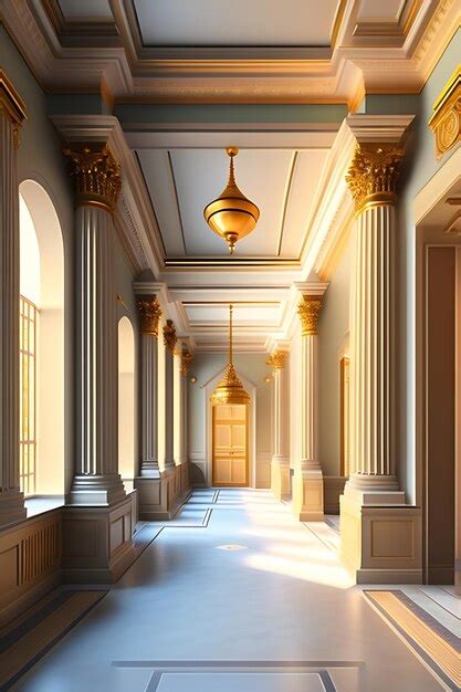 Premium AI Image | Long gallery corridor built in classical style ...