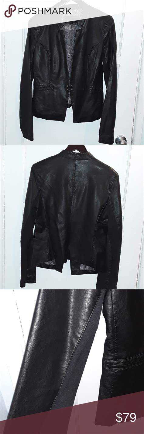 Black Rivet Faux Leather Jacket Size Large Leather Jacket Faux