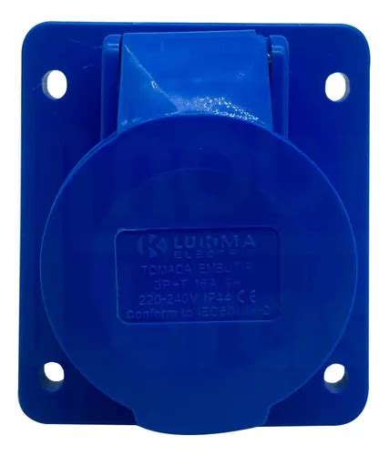 Tomada Embutir Industrial 16a 3p T 220v Ip44 9h Azul Parcelamento Sem