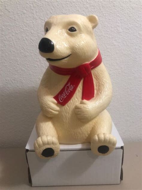 Vintage Coca Cola Beige Polar Bear Piggy Bank The Snack Factory Ebay