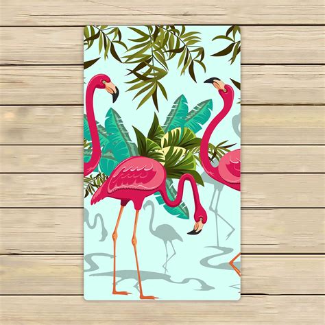 YKCG Pink Flamingo Tropical Floral Palm Leaves Hand Towel Beach Towels