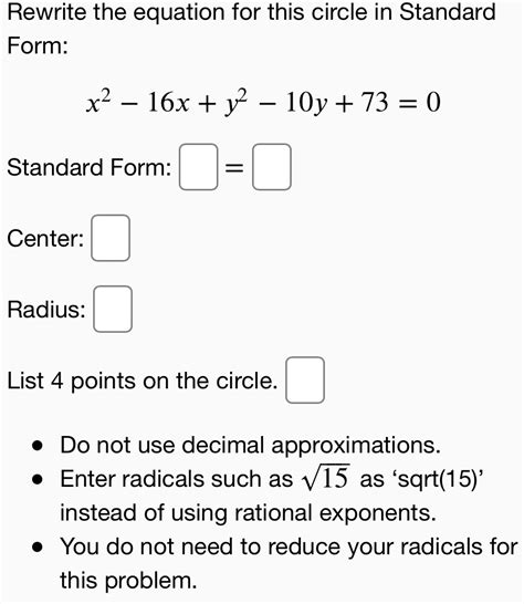 Answered Rewrite The Equation For This Circle In… Bartleby