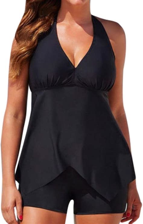 Amlaiworld Damen Gestreift Drucken Strand Tankini Gepolstert Push Up