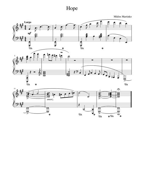 Hope Sheet Music For Piano Solo Easy