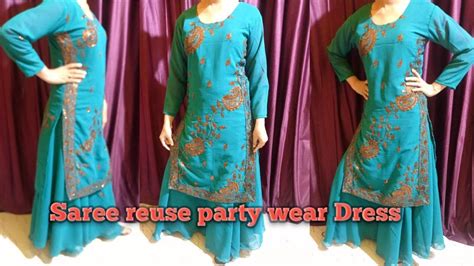 REUSE OLD SAREE TO MAKE PARTY WEAR DRESSES SAREE REUSE IDEAS Part 3