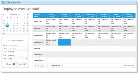 Work Schedule