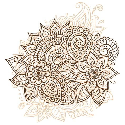 Groovy Psychedelic Rainbow Henna Mandala Flower Doodle Stock Vector