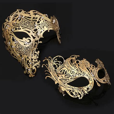 Schwarz Gold Sch Del Metall Maske Halloween Strass H Lfte Gesicht