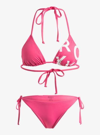 Beach Classics Tie Side Triangle Bikini Set For Women Roxy