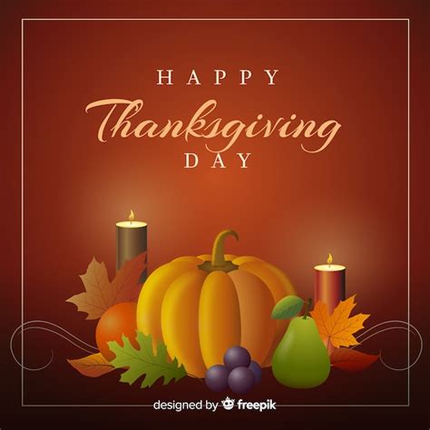 Free Vector Happy Thanksgiving Background With Pumpkin And Candles