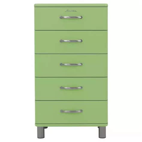 Commode 5 tiroirs style rétro vert Meubles Design Mr Scandinave