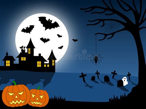 halloween city scene  stock illustration illustration  cemetery