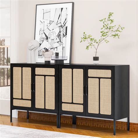 Buy COSVALVE Set Of 2 Black Sideboard Buffet Cabinet Accent Storage