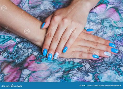 Light blue nail art stock photo. Image of mint, design - 57811946