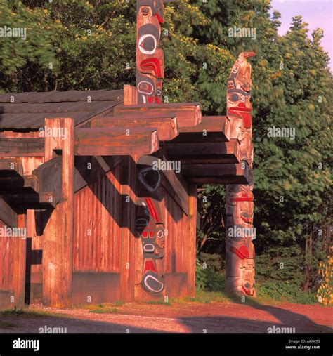 Haida Totem Poles and Plank House at Museum of Anthropology Stock Photo ...