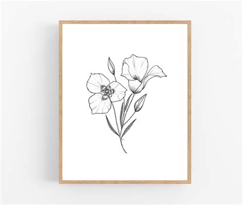 Sego Lily Ink Sketch Print / Printable / Art / Digital - Etsy