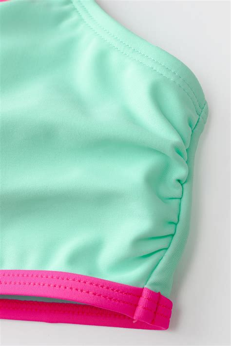 Colorblock Bikini Top Cheeky Bottoms Set