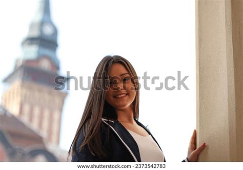 Smiling Brunette Woman Outdoor Images Stock Photos D Objects Vectors Shutterstock
