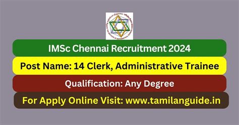 IMSc Chennai Recruitment 2024 14 Clerk Posts Apply Now Tamilanguide