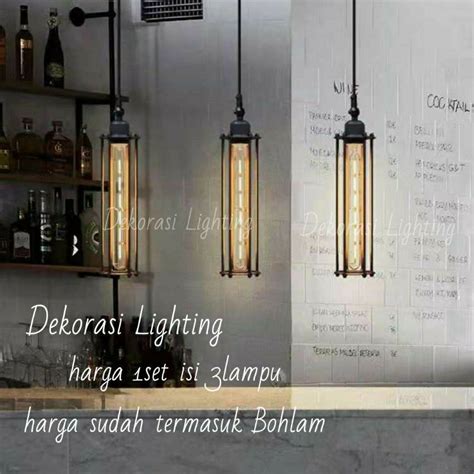 Jual LAMPU GANTUNG MINIMALIS 3IN1 RETRO INDUSTRIAL 1SET 3 LAMPU FILAMEN