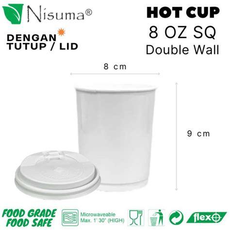 Jual SPECIAL PROMO HOT CUP DOUBLE WALL OZ SQ PLAIN TUTUP PCS Di Seller Todaystore