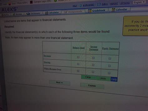 Solved Identify The Financial Statement S In Which Each Of The