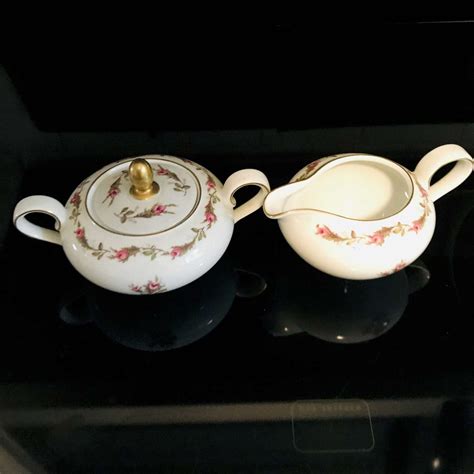 Vintage Cream and Sugar Eschenbach Bavaria Germany Moss Rose Pink rose ...