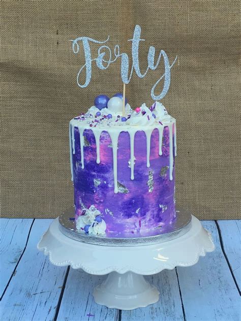 Purple Silver Drip Cake Vanilla Cake With Italian Meringue Buttercream