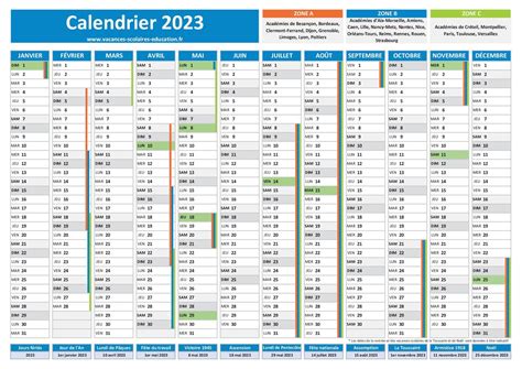 Calendrier Avec Vacances Scolaires Et Jours F Ri S Imprimer