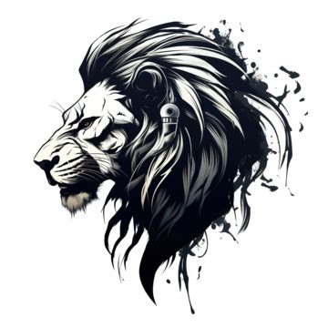 Lion Skull Silhouette Tattoo Side View, Lion, Skull, Tattoo PNG Transparent Image and Clipart ...